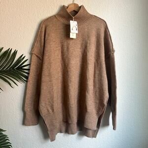 Commense Reverse Seam Hi Low Side Slit Oversized Sweater XL NWT